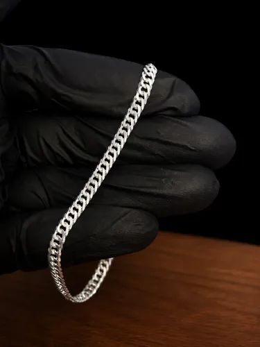 Pulseira de prata elo duplo 4.5mm com garantia eterna + limpa prata de brinde 