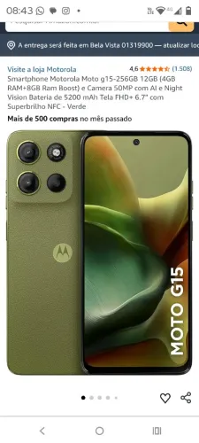 Vendo um Celular Moto g 15 . Apenas 600,00