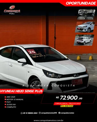 Hyundai HB20 Sense Plus1.0 Flex 12V Mec. 2025