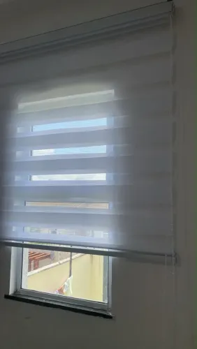 Persiana Zebra Branca Rolô Dupla com Corrente para Janela Sala Quarto 140 A x 120L