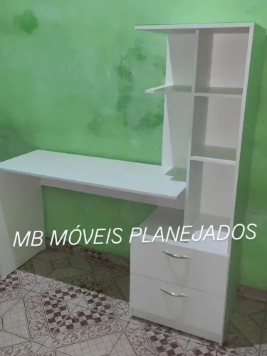 Escrivaninha com estante nova 100% MDF branco 