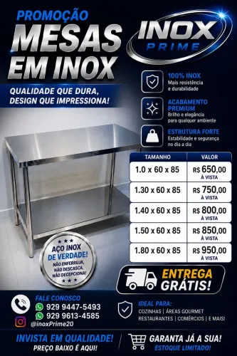 Mesa em inox a pronta entrega ENTREGA GRÁTIS 