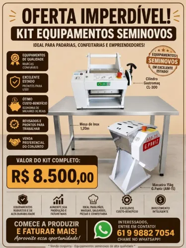 KIT PADARIA / CONFEITARIA SEMINOVO - R$ 8.500