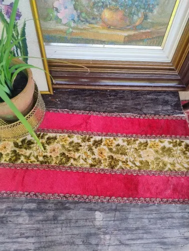 Trilho de mesa veludo bordado antigo 