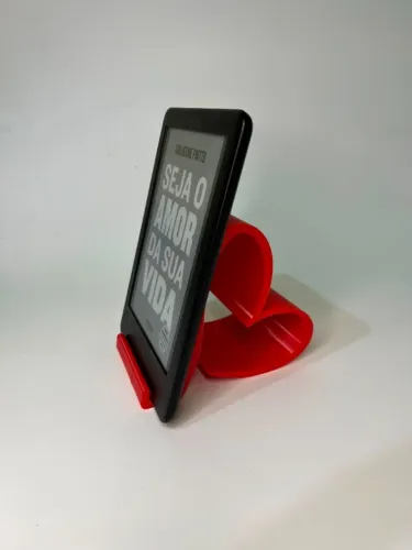 Suporte Celular Coração | Suporte Kindle | Porta Smartphone Mesa | Vermelho | Novo