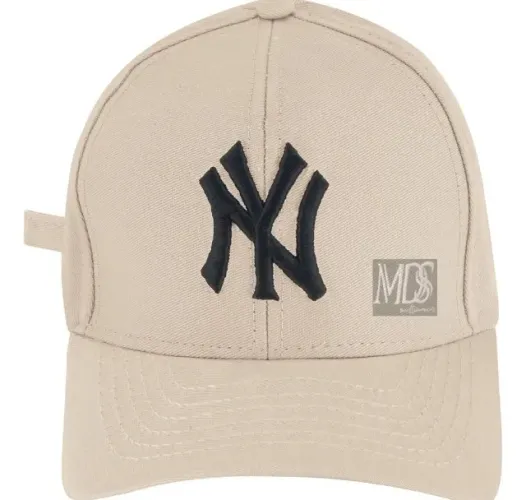 Boné New York Aba Curva. Bege com preto