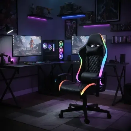 Cadeira Gamer Astra LED Ergonômica com Iluminação RGB para Alta Performance 30046
