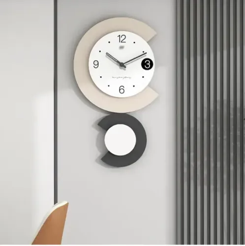 Relógio Decorativo P/ Sala E Quarto 35cm Diâmetro Silencio Branco Bege
