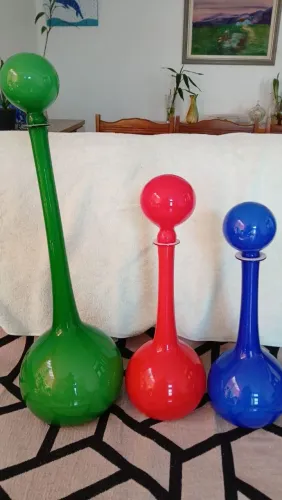 TRIO EMPOLLI VINTAGE ANOS 70 - MEDINDO 71 CM - VERDE, 52CM - VERMELHO E 44CM- AZUL 