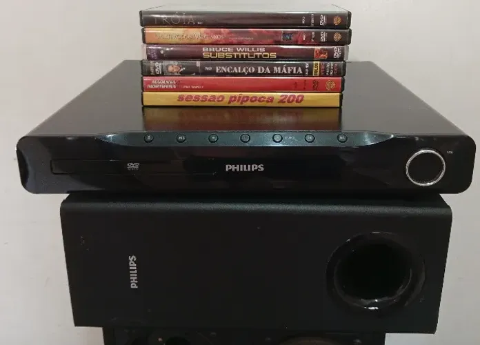 Home Theater Philips DVD HDMI + Subwoofer + Torres + DVDs