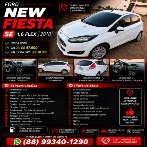 Ford Fiesta SE 1.6 16V Flex 5P 2018