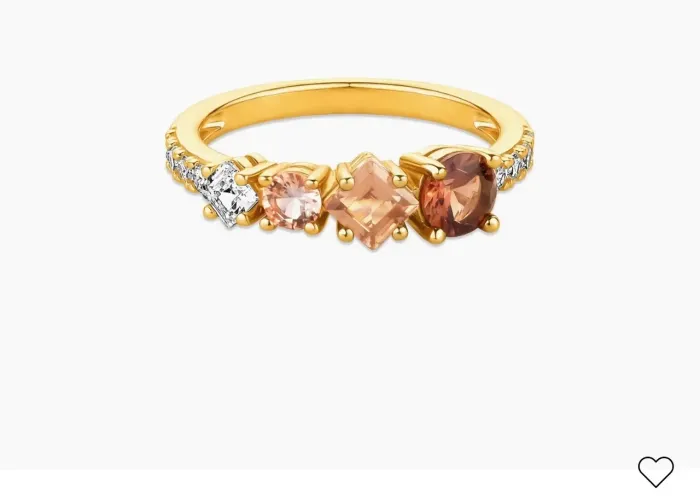 Anel Life Mocha Em Prata 925 Com Banho De Ouro Amarelo 18k, Pedras Marrons E Incolores