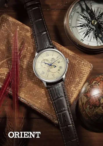 Relógio Orient Bambino Sun & Moon Version 9 Ra-ak0803y10b