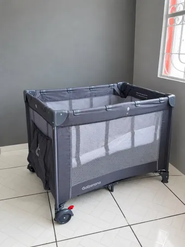 Berço Portátil Galzerano Grafite + Colchão Infantil