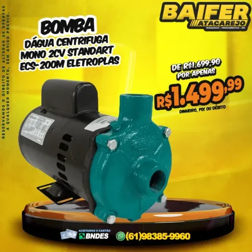 Bomba Dágua Centrifuga Mono 2Cv Standart Ecs-200m Eletroplas