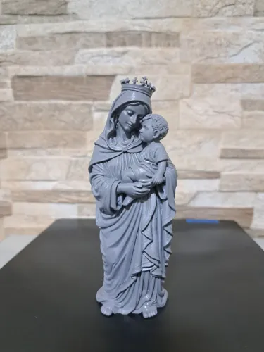 Imagem Sacra Nossa Senhora com Menino Jesus - Impressão 3D em Resina