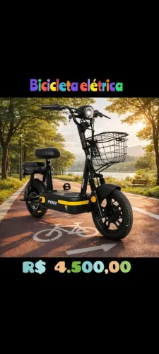 Bicicleta elétrica autonomia 30 km , não precisa CNH nem emplacar
