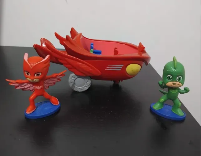 PJ Masks Bonecos e Veículo (Corujita e Lagartixo)