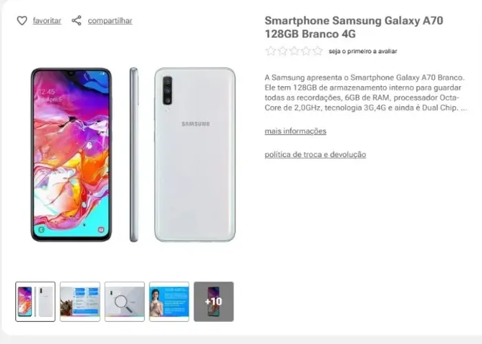 SÓ VENDA CELULAR SAMSUNG A70 128GB IMPECÁVEL ,COM CAPINHA E CARREGADOR