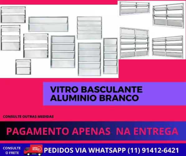 Vitro Basculante de Alumínio Branco 0,60x1,20 - frete a/c