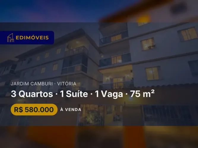 Jardim Camburi: Apartamento 3 quartos com varanda e segurança 24h