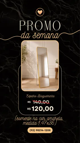 PROMOÇÃO RELÂMPAGO ESPELHO LUXO BLOGUEIRINHA 