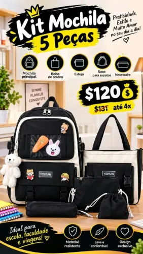 Kit mochila 5 peças