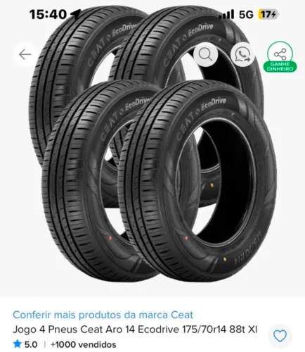 Pneus aro 14 Ceat Novos