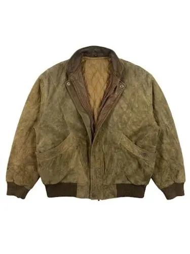 Jaqueta Bomber de Couro Vintage Marrom Alain Gabai Espanã Original<br><br>