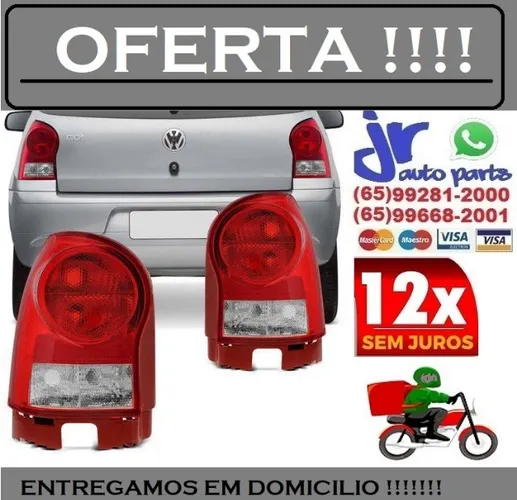 Par de Lanterna Traseira Gol G4 2006 A 2014 Bicolor Cristal com Carcaça Vermelha