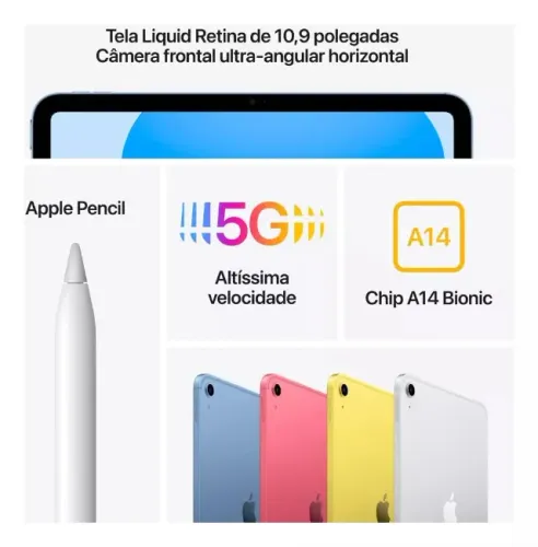 Apple iPad 10 - 10.9 64GB Wi-Fi (10ª geração) Novo Lacrado
