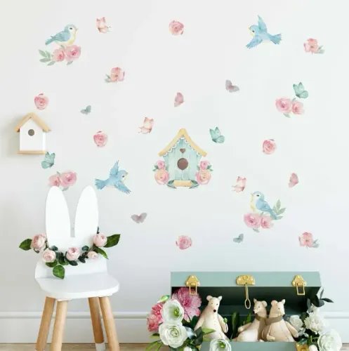 Adesivo Infantil de parede decoração personalizada Jardim encantado quarto de bebê
