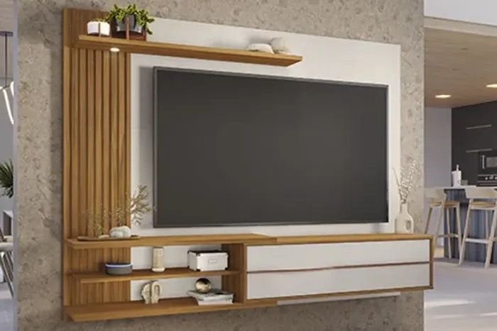 Painel NT 1355 Ripado Até 65 Polegadas Off/Freijó Frete Grátis - Até 12x 