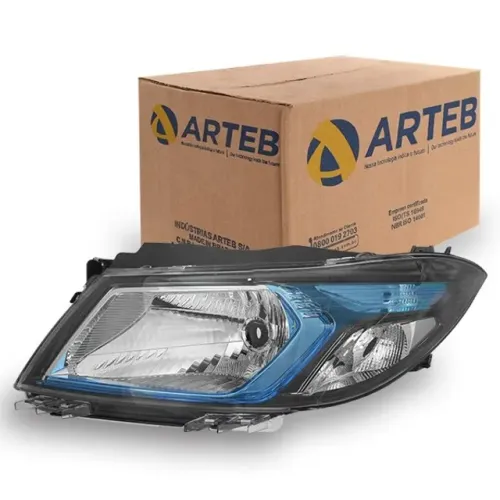 Farol Lado Esquerdo H4 Moldura Azul Prisma Onix 12>16