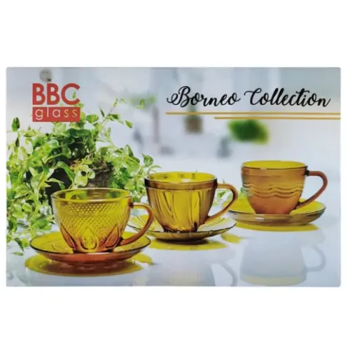 Conjunto Xicara De Cha 200ml Bbc Glass 12pçs Vd22