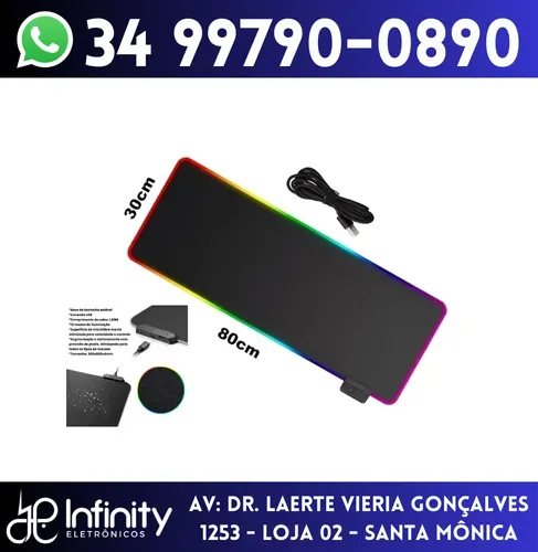 Mousepad Gamer Grande com Led 13 cores 