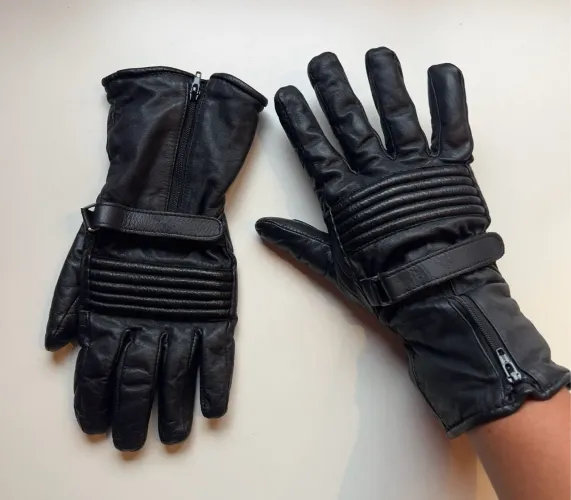 Luva de Moto Cano Longo de Couro Preto - P