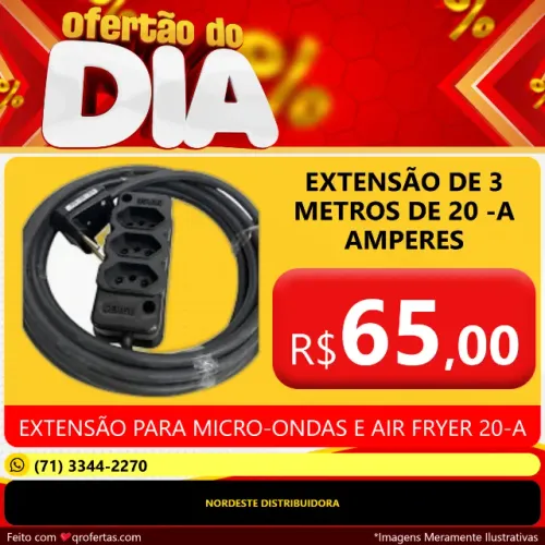 EXTENSÃO ELETRICA DE 3 METROS DE CABO PP 3 X 2,5 MM DE 20 A - EXTENSÃO PARA MICRO ONDAS