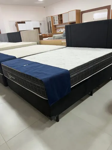 Cama Box Casal Completa Colchão 24cm Molas Ensacadas