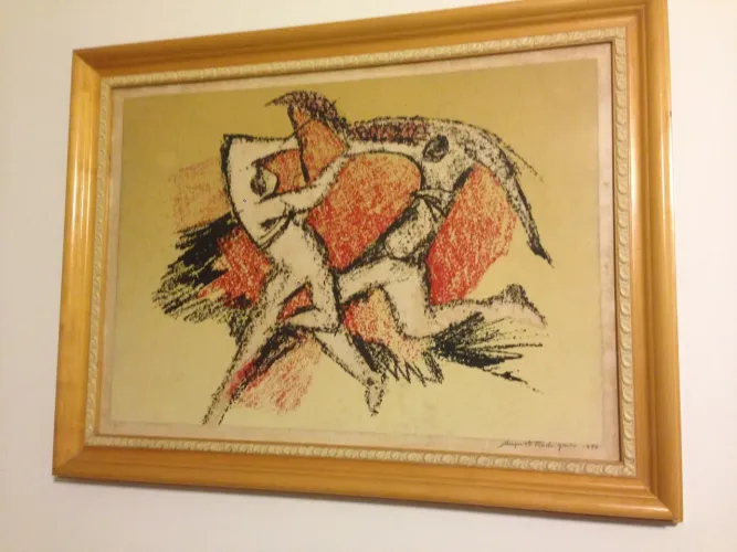 2 Quadros pintor Augusto Rodrigues Originais 1986