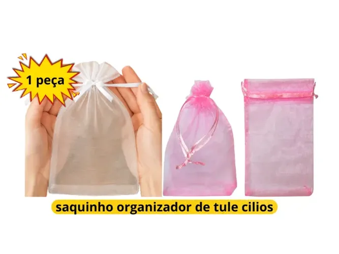 saquinho organizador tule cilios