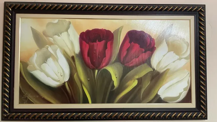 Quadro de Tulipas em Óleo Sobre Tela