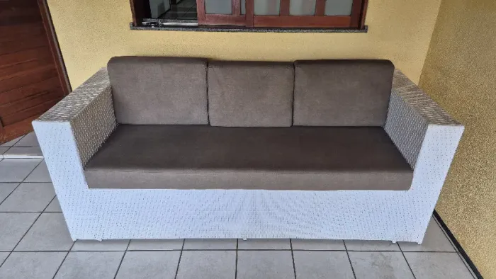 Sofá de Vime Branco para área externa/interna
