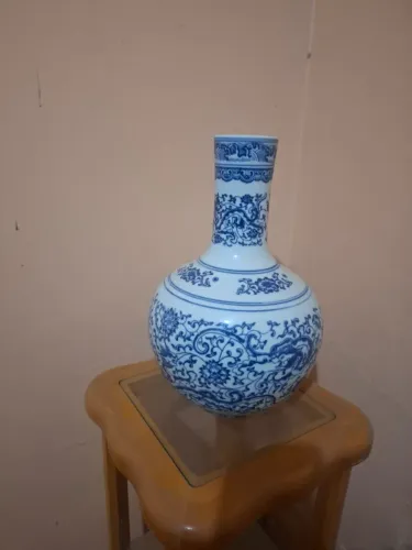 Vaso chinês azul/branco