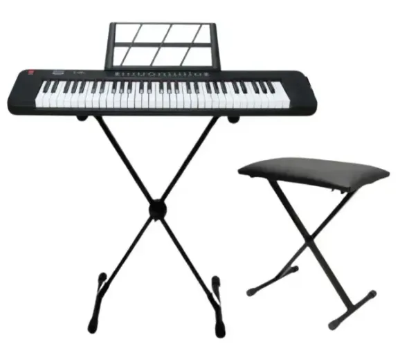 Teclado Completo Waldman ClassTone WTS-100 Preto + Suporte Em X + Banqueta
