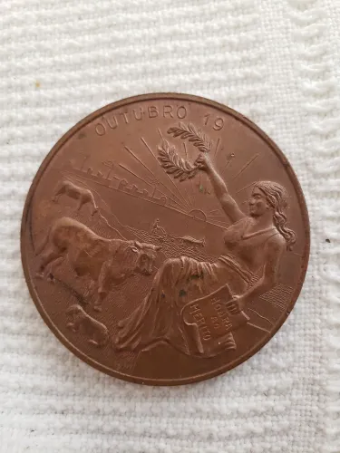 Medalha antiga c/ data falha 19... , bronze, Exposição Pastoril Agrícola de Bagé