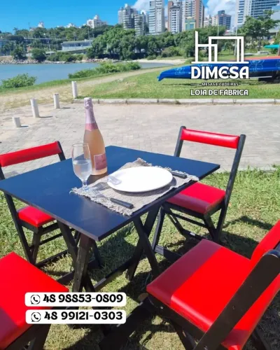Conjunto de mesa dobrável com cadeiras - Pagamento na entrega frete grátis consulte