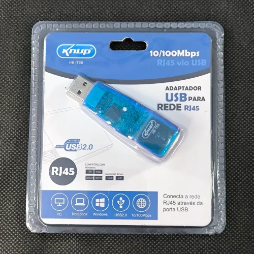 Adaptador RJ45 para USB 10/100Mbps - Novo