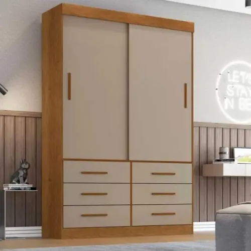Guarda Roupa Casal 2 Portas 6 Gavetas Star Salleto- FAZEMOS ENTREGA!