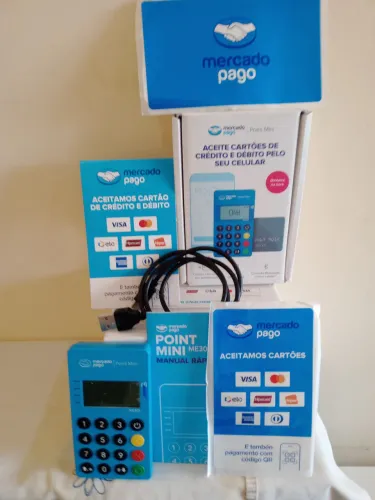 Cabo USB carregador + máquina de cartão Mercado Pago Point Mini NFC ME030